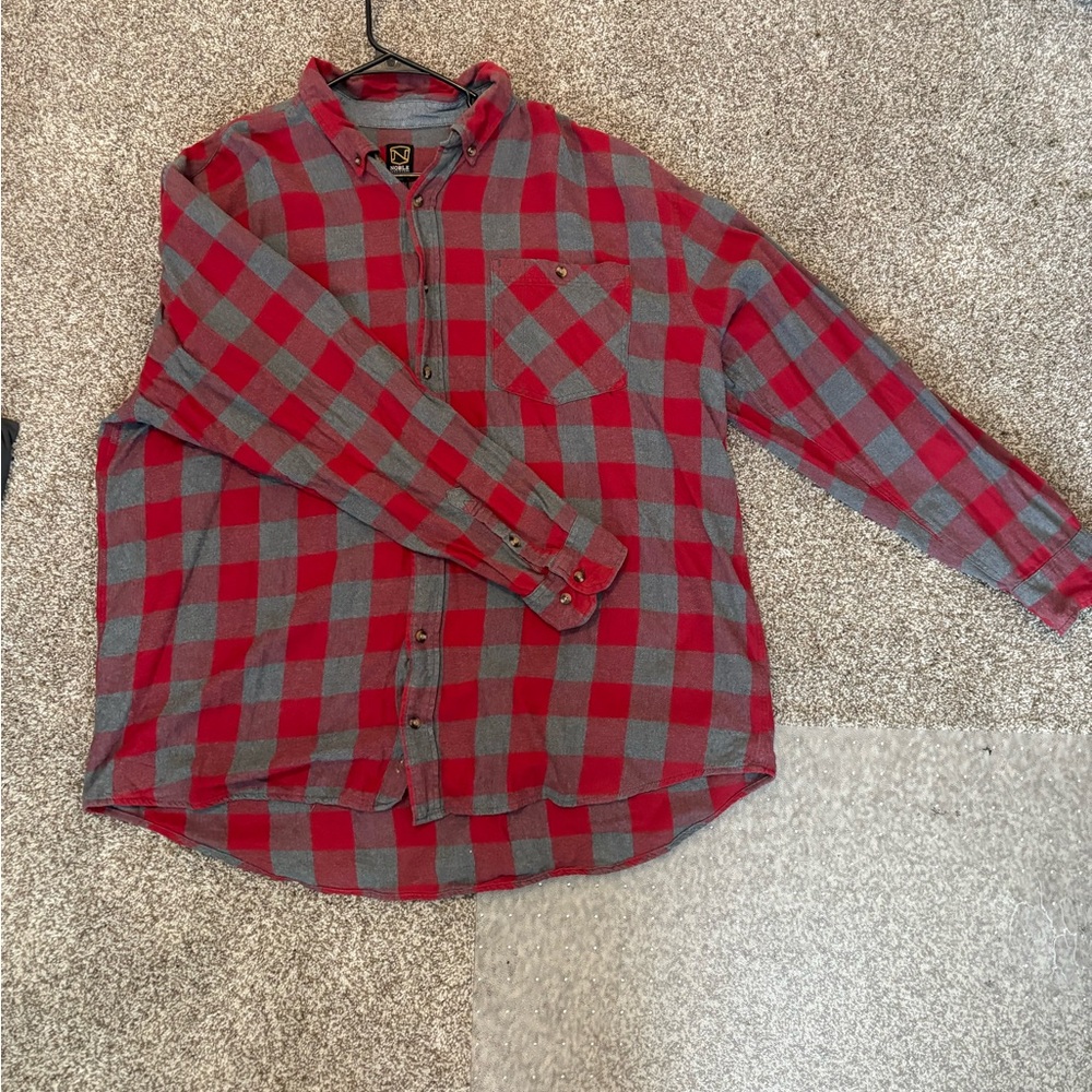 Red and Gray Plaid Men's Shirt